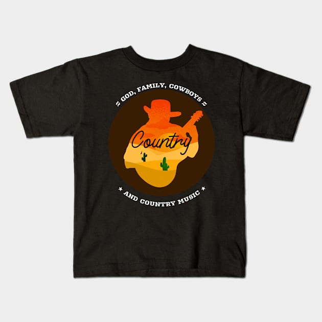 Country Music Cowboy Kids T-Shirt by A Reel Keeper